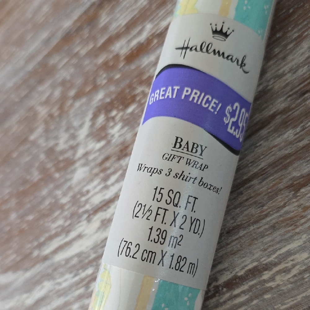 Hallmark Baby Gift Wrap - Blue and Cream